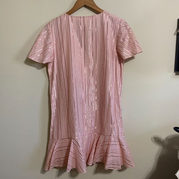 Anna Cate pink peach Veronica Metallic Rose Gold mini dress S Coquette Romance - Picture 2 of 9